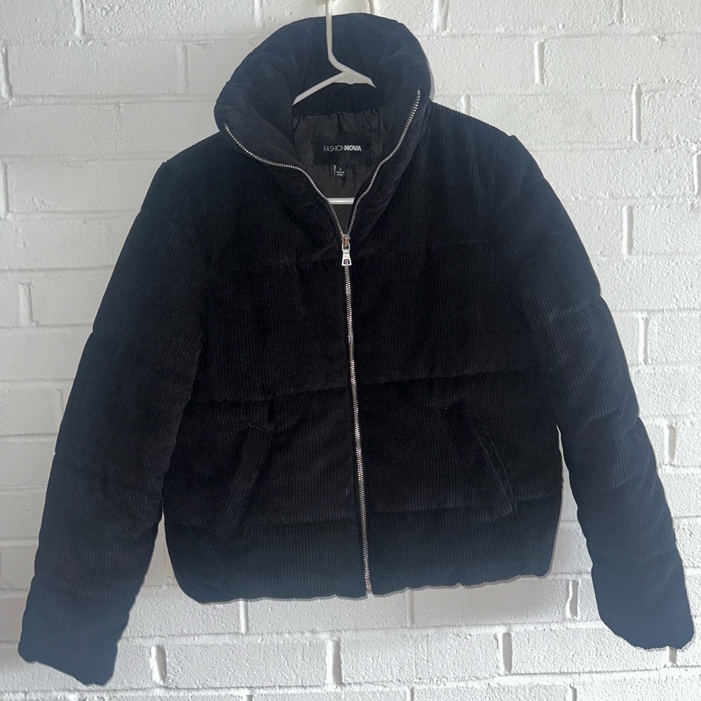 Fashion Nova Black Puffer Jacket with Hood